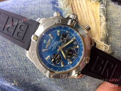 Replica Breitling Chronomat Watch Blue Dial Black Rubber strap